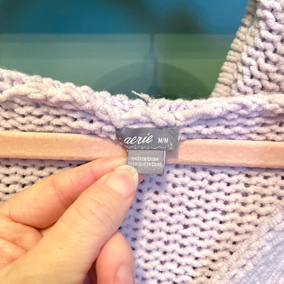 💟 Aerie soft lavender oversized knit hooded sweater - Picture 3 of 3